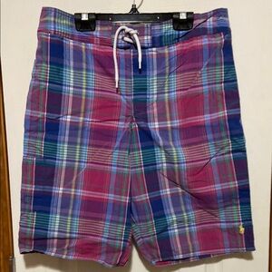 Polo Ralph Lauren Plaid Swim Trunks - Blue and Purple